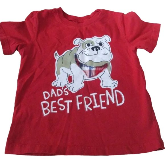 Circo Pullover T Shirt Boys Size 4T Red Short Sleeve Dads Best Friend Bulldog - Picture 1 of 2